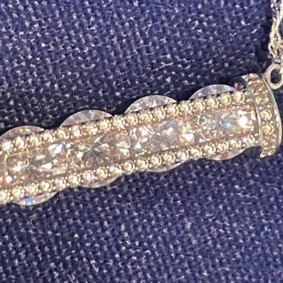 STERLING SILVER & CUBIC ZIRCONIA DESIGNER NECKLACE Fuzion Creations NEW 85 Gems - Picture 4 of 16